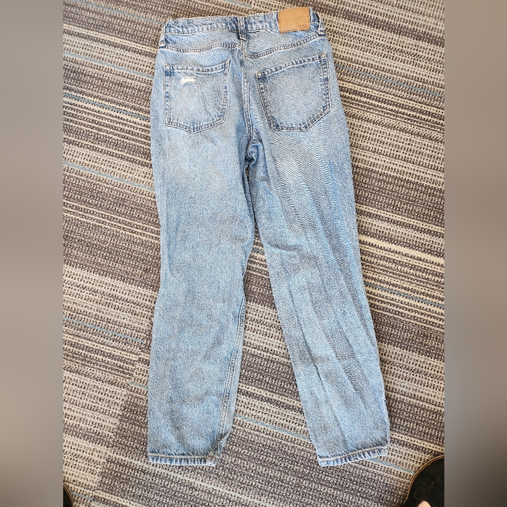 Aeropostale Mom Jeans Light Blue Denim High Rise Distressed - Picture 6 of 10